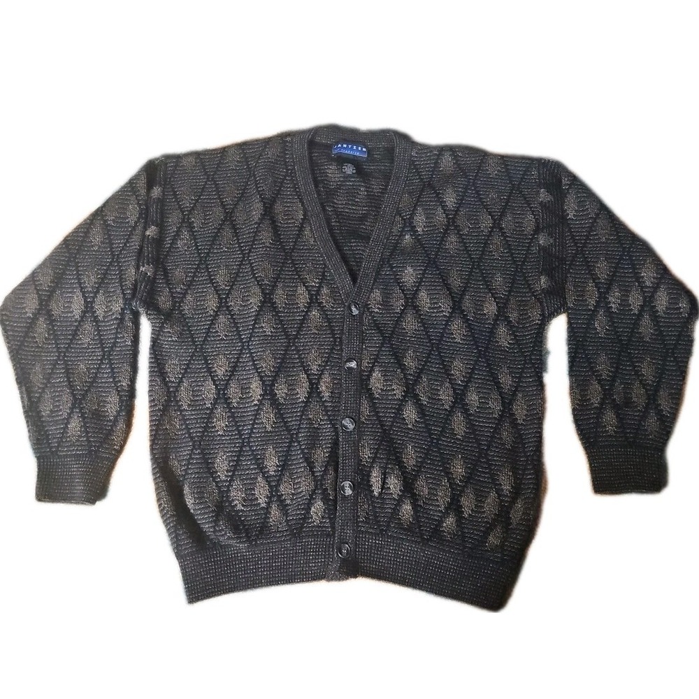 Vintage Jantzen Sweater Mens Sz XL Argyle Pattern‎ Cardigan Knit Button Grandpa